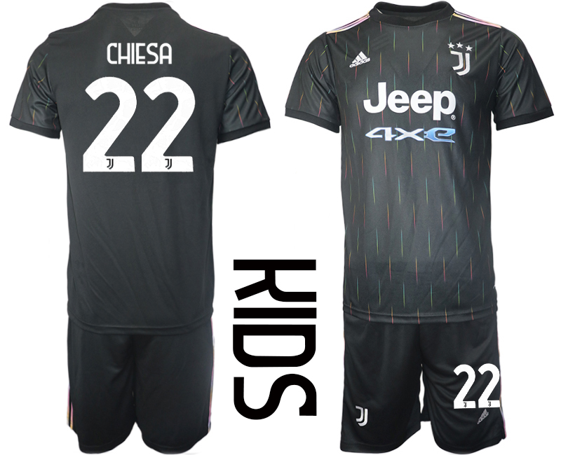 Youth 2021-2022 Club Juventus away black #22 Soccer Jersey